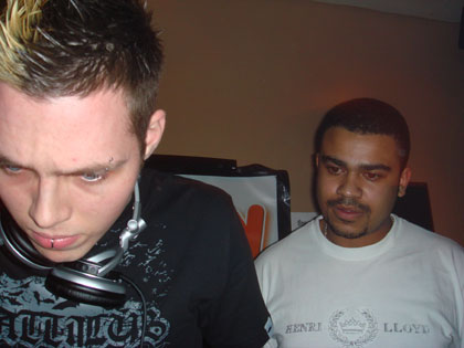 The boys struggle with the sound system at Frenzy vs Slinky Hard!