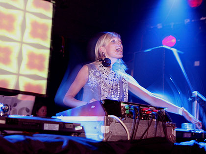 Cally Gage behind the Frenzy decks at the Old Firestation