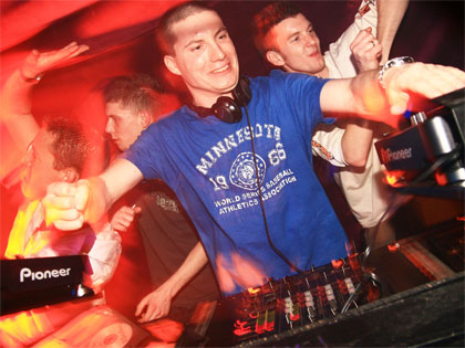 SL-DJ with backing dancers at Frenzy