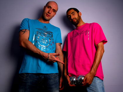 Sam and Deano from the Tidy DJs with their disco balls