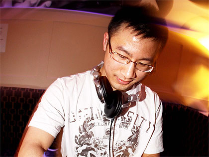 Behind the decks as we know and love him